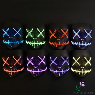 Light Up Purge Mask Stitched El Wire LED Halloween Rave Cosplay Props Supplies