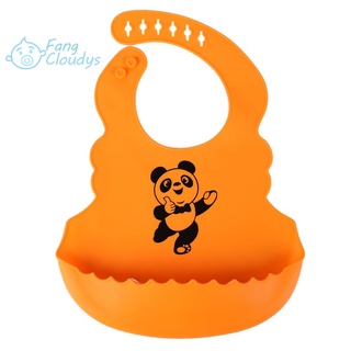 [♨HOT]Child Soft Silicone Waterproof Baby Eat Bib Baby Saliva Pocket (Orange)