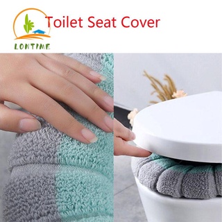 LONTIME Winter Toilet Seat Cover O-Shaped Pad Closestool Mat Warmer Bathroom Accessories with Handle Washable Cushion