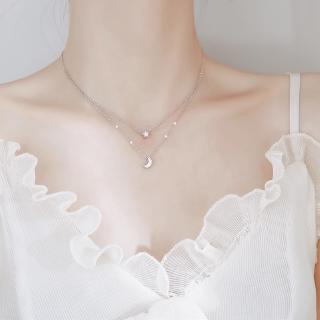 Fashion Star Moon Pendant Necklace Women Multi Layered Clavicular Neck Chain Party Jewelry (1)