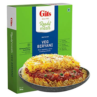 Gits Veg Biryani - Heat And Eat Vegetable Layered Rice From India (265g)