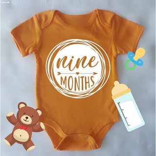 №NINE MONTHS Unisex Baby Girl Boy Newborn Milestone Statement Cotton Shirt Onesie