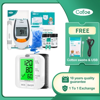 Cofoe Blood Glucose Meter Glucometer Diabetes Blood Sugar Tester+Digital Blood Pressure Monitor Wris