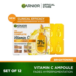 Garnier Bright Complete Vitamin C Ampoule Serum with Niacinamide - For Hyperpigmentation 12x1.5ML