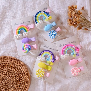 3pcs Baby Girls Cute Color All-inclusive Hairpin Rainbow Girl Hairpin Hair Accessories