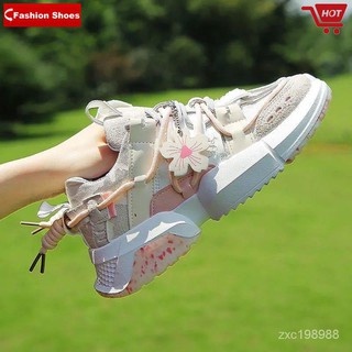 Spot women s shoes 2021 new fairy style cherry blossom fashion all-match sports and leisure women s shoes increased thick-soled old shoes women s trendy shoes