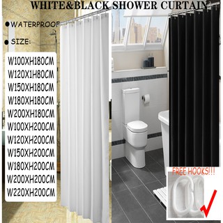 Black &White Pure Color Bathroom Shower Curtain Polyester Waterproof Bath curtains bathroom Bathtub