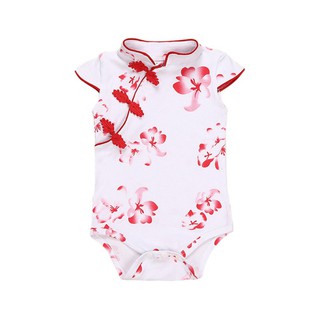 Infant baby girls summer cotton bodysuit Chinese-style dress (5)