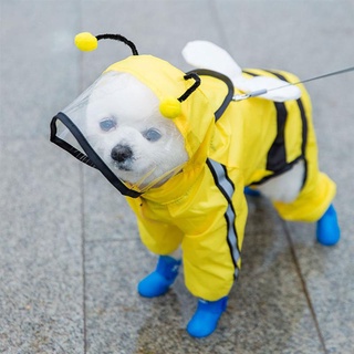 1 Pc Dog Clothes Pet Bee Shaped Rain Slicker Hooded Raincoat Stylish Pet Raincoat For Dog Perros