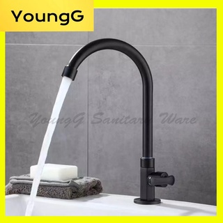 Universal 304 Stainless Steel Single Cold Black Pull Out Faucet with Sprayer Kitchen Sink Faucet