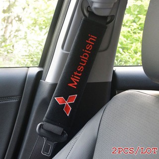 2pcs Cotton Seat belt Shoulder Pads emblems for Mitsubishi