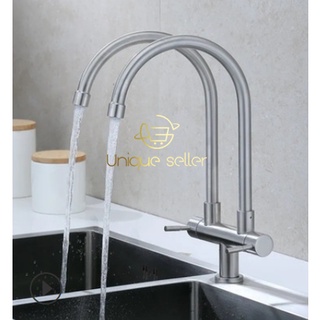 [One year warranty] 304 double dragon dual water tap kitchen faucet 406HE (4)