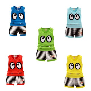 Baby Kids Boys Summer Cartoon Sleeveless Vest Tops+Shorts Pants Outfits Clothes (1)