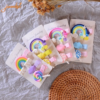 Cute Ins Children Rainbow Fairy Lollipop Hairpin Little Girl Duckbill Hair Ornament