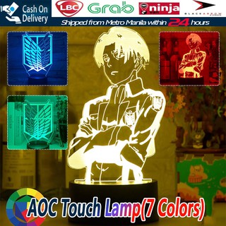 【Fast Delivery】Anime Lamp Night Light Attack On Titan Acrylic 3D Desk Sensor Light AOT Touch Lamp