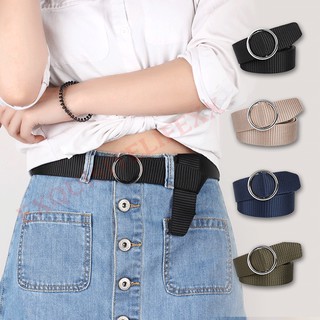 Belt for Women Canvas belt round buckle fashion women's belt