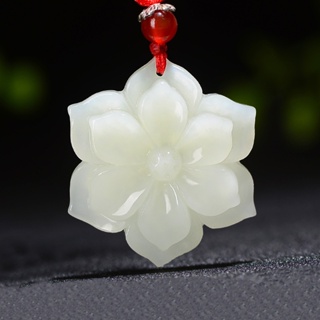 [Hetian jade white jade pattern safety clasp jade pendant necklace gift collection]Natural hetian ja