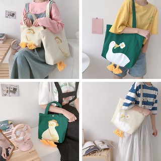 Korean Fashion Cute Duck Handbags Canvas Tote Bag Shoulder Shopper Bags for Women