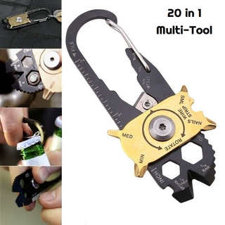 20 in 1 Outdoor Keychain Gadget Key Ring Pocket Tool Screwdriver Climbing Carabiner