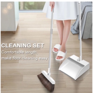 Household Cleaner Sturdy & Durable Plastic Long Handle Foldable Broom and Dustpan Set