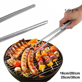 Gz stock 16/20/25/30cm Toothed Tweezers Stainless Steel Long Food Tongs Barbecue BBQ Tool
