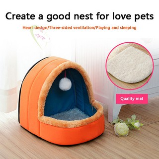 LE Pet Dog Cat Bed Puppy House with Toy Ball Warm Soft Pet Cushion Dog Kennel Cat Castle @PH