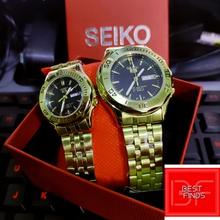 Seiko 5 "Inspired" Gold Black dial Automatic Movement | Waterproof | Day & Date | Couple watch
