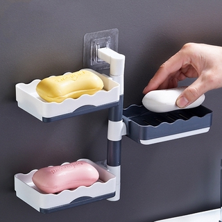 Wall Mounted Soap Holder Rotatable Soap Box Multi-Layer Draining Holder Toilet Bathroom Organizer Kitchen Rack