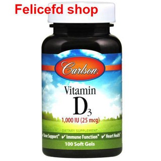 ✢Carlson Vitamin D3 1000 IU, 25 mcg, 100 Softgels