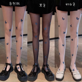 Hot New Blue Butterfly Silk Stockings Cartoon Socks Spring Lolita Pantyhose Cosplay Sexy Thin Tight Leggings Anime Tights