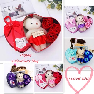 Valentine's day gift soap flowers Heart-shaped tin box/ heart tin box rose flower/Wedding roses