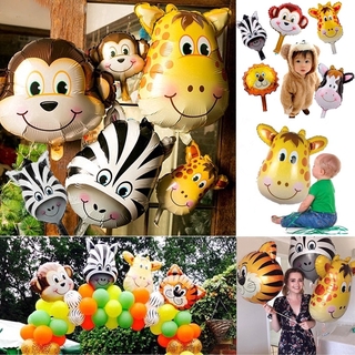 Safari Jungle Animal Head tiger lion Foil Balloons Birthday Party Decor kids toys