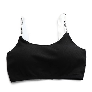 Girls tube top Teens Bra For Girl Kids bralette tops wrapped chest cotton three-breasted letter belt camisole gathered bra stude Affordable (5)