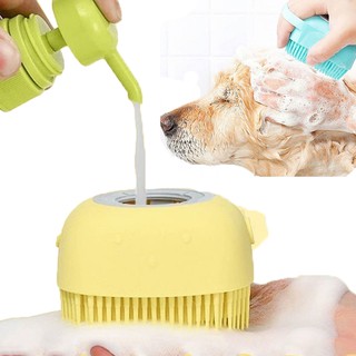 [boutique]Bathroom Dog Bath Brush Massage Gloves Soft Safety Silicone Comb with Shampoo Box Pet Acce