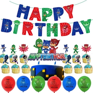PJ Masks Theme Birthday Party Supplies Decor Suit Banner Balloon For Kids Boys Decoration