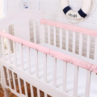 Non-static Baby Bed Rail Cover Protecter Button Design Crib Bumpers (5)