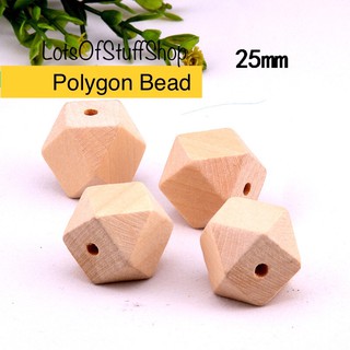 Wooden beads Polygon Set of 4 bead macrame crafts wood bead