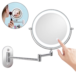 Wall-mounted Makeup Mirror with LED Light 5X Magnification Mirror 360 ° Rotation Dimmable Light for Bathroom Dressing Room Hotel