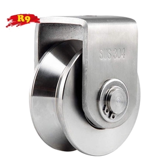 2 Inch V Type Pulley Roller 304 Stainless Steel Sliding Gate Roller Wheel Bearing for Material Handling and Moving