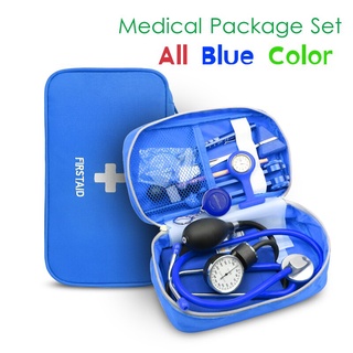 Classic Blue Medical Kits Health Bag Pouch Set with Stethoscope Manometer Tuning Fork Reflex Hammer1