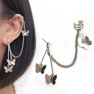 Korean single fashion butterfly chain earrings ear bone clip conjoined one-piece earrings wholesale jewelry