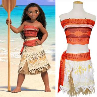 Kids Adult Moana Princess Costume Fancy Dress Children Cosplay Hawaiian Set WIth NoLuminous Necklace (1)