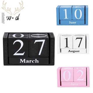 Vintage Wood Perpetual Calendar Shabby Chic Blocks Desktop Calendar Rustic Wooden Squares Calendar Home Office Black