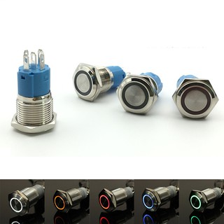 12V Waterproof Aluminum Metal Switch Momentary Push Button Led 16mm (1)