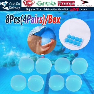 【Fast Delivery】8Pcs Reusable Waterproof Silicone Ear Plugs Travel Sleep Noise Prevention Earplugs