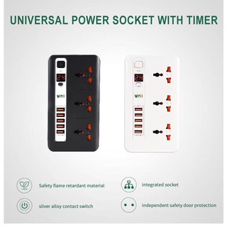 BEST Extension Power USB Charging Socket 5USB 3 Power Socket With Timer