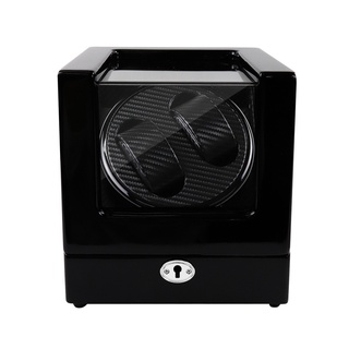 2-Slot Automatic Watch Winder Storage Display with LED Light, Lock, and Smart Switch (Black)