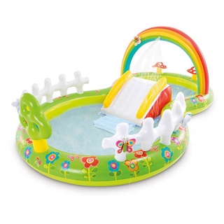 Rainbow Inflatable Swimming Pool Spray Water Slide Paddling Pool For Kid Summer Outdoor Garden Water
