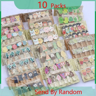 10 Packs Mini Natural Wooden Photo Clips With Rope Cartoon Bookmark Paper Clips Clothespin Photo Wal