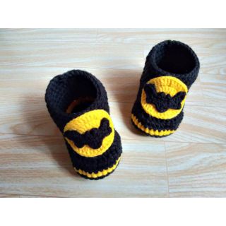Baby Batman Crochet Shoes 0-6 mos